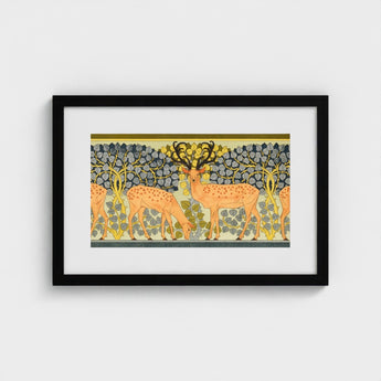 Sagittaire - Maurice Pillard Verneuil Deer Art Print / Canvas Black-framed Stylized Orange Spotted Coats, Nouveau, Woodland Realm Prints