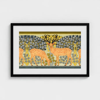Sagittaire - Maurice Pillard Verneuil Deer Art Print / Canvas Artistic Framed Stylized Orange Spotted Coats, Nouveau, Woodland Realm Prints