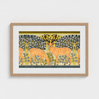 Sagittaire - Maurice Pillard Verneuil Deer Art Print / Canvas Framed Stylized Orange Spotted Coats, Nouveau, Woodland Realm Prints