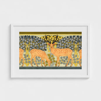 Sagittaire - Maurice Pillard Verneuil Deer Art Print / Canvas Artistic Framed Stylized Orange Spotted Coats, Nouveau, Woodland Realm Prints