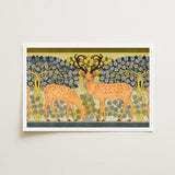 Sagittaire - Maurice Pillard Verneuil Deer Art Print / Canvas Artistic Rectangular Two Stylized Orange Spotted, Nouveau, Woodland Realm