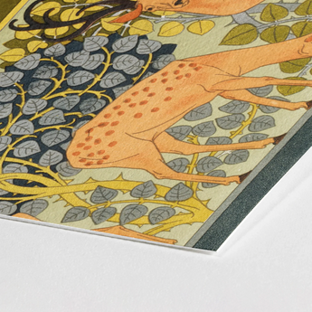 Sagittaire - Maurice Pillard Verneuil Deer Art Print / Canvas Stylized Orange Brown Spots Among, Nouveau, Woodland Realm Prints