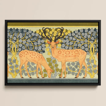 Sagittaire - Maurice Pillard Verneuil Deer Art Print / Canvas Artistic Framed Print Two Stylized Deer Spotted Coats Maurice Pillard
