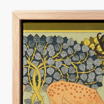Framed Artwork Stylized Deer Orange Spotted Fur Surrounded Maurice Pillard Verneuil, Art Nouveau Print, Woodland Realm