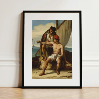 The Sailor’s Tattoo - Stampa artistica su carta / tela di Constatin Jean Marie Prevost / 12x16’’ / 31x41cm / Cornice nera / Passe-partout, Poster Stampe e Visual