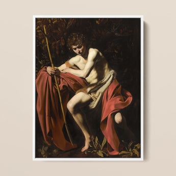 Saint John the Baptist in Wilderness - Caravaggio Art Print / Canvas, 12x16’’ / 31x41cm / White Frame, Posters Prints & Visual Artwork,