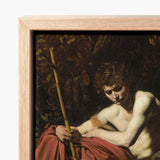 Framed Canvas Print Classical Painting Young Nude Male Saint John, Caravaggio’s, Caravaggio Art