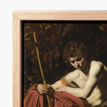 Framed Canvas Print Classical Painting Young Nude Male Saint John, Caravaggio’s, Caravaggio Art