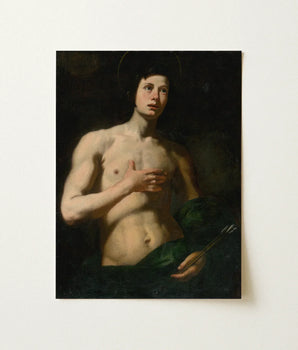 Classical Oil Painting Canvas Young Nude Male Figure Saint Sebastian, Lorenzo Lippi’s, Leans, Florentine Baroque Shadow, Roman Soldier,