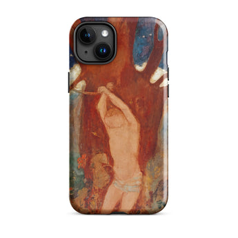Saint Sebastien - Odilon Redon Phone Case Iphone 15 Plus / Gloss Phone Case Vivid Painterly Design Nude Figure Red Odilon Redon Paints,