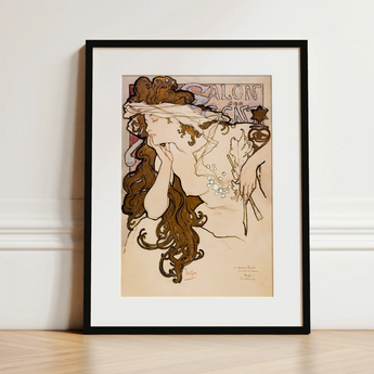 Salon Des Cent Poster - Alphonse Mucha Art Print / Canvas, 12x18’’ / 31x46cm / Black Frame / Matboard, Posters Prints & Visual Artwork,