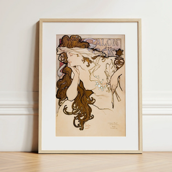 Salon Des Cent Poster - Alphonse Mucha Art Print / Canvas, 12x18’’ / 31x46cm / Natural Frame / Matboard, Posters Prints & Visual Artwork,