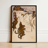 Salon Des Cent Poster - Alphonse Mucha Art Print / Canvas Framed Nouveau Woman Brown Hair Ornate, Mucha’s Meteoric Rise, Sarah Bernhardt’s