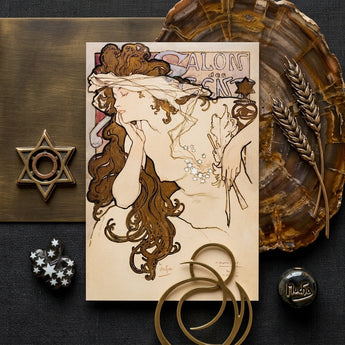 Salon Des Cent Poster - Alphonse Mucha Art Print / Canvas Nouveau-style Woman Brown Hair Delicate Line, Nouveau, Mucha’s Meteoric Rise,