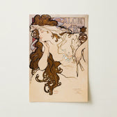 Art Nouveau-style Poster Woman Long Brown Hair Ornate Salon Des Cent, Nouveau, Mucha’s Meteoric Rise, Sarah Bernhardt’s Gismonda