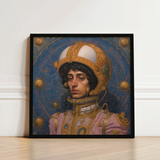 Framed Portrait Man Ornate Golden Astronaut Gear Pink Gay Muslim, Aesthetic, Gayest