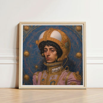 Framed Portrait Figure Ornate Golden Armor Pink Gold Gay Muslim Astronaut, Aesthetic, Gayest
