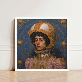Framed Portrait Man Ornate Golden Astronaut Gear Pink Gay Muslim, Aesthetic, Gayest