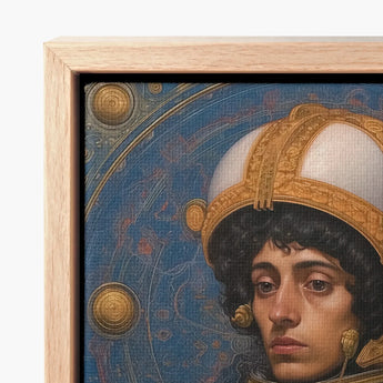 Framed Canvas Print Portrait Young Man Ornate Golden Gay Muslim Astronaut, Aesthetic, Gayest