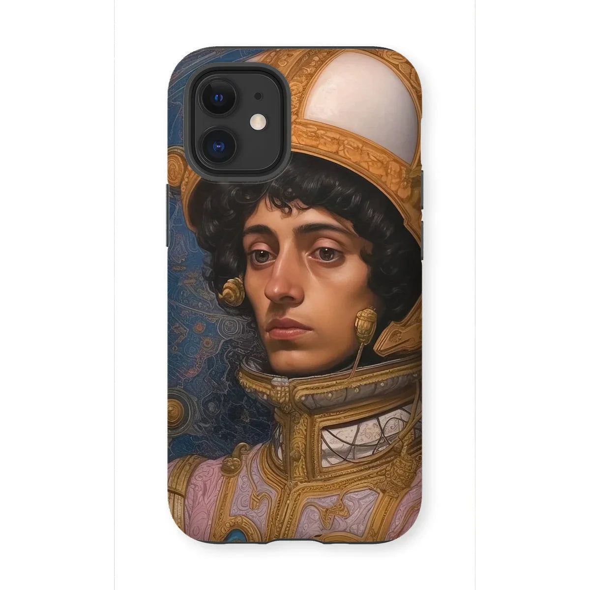 Samir - Muslim Gay Astronaut Iphone Case, 12 Mini / Matte, Phone Case Renaissance-style Portrait Person Ornate Gold Pink