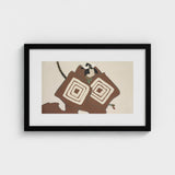 Samurai - Kamisaka Sekka Art Print / Canvas Black-framed Artwork Stylized Illustration Figure Brown Robes Cream-colored, Warrior’s Garment