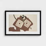 Samurai - Kamisaka Sekka Art Print / Canvas Framed Artwork Stylized Figure Brown Cream Geometric Patterns, Warrior’s Garment Ripple, Rinpa