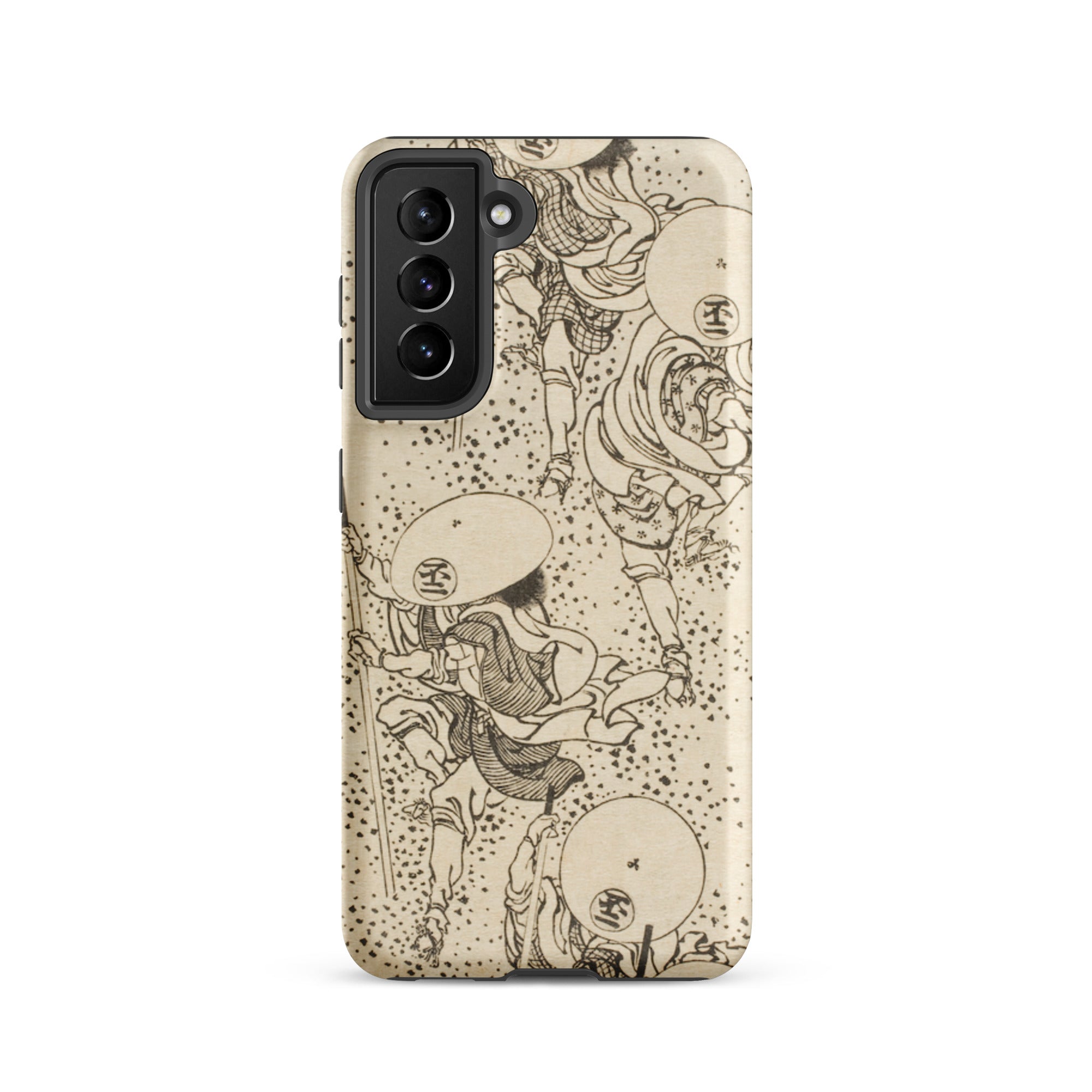 Samurai Katsushika Hokusai Samsung Case, Galaxy S21 / Matte, Phone Case Monochrome Pattern Figures Traditional Japanese Attire