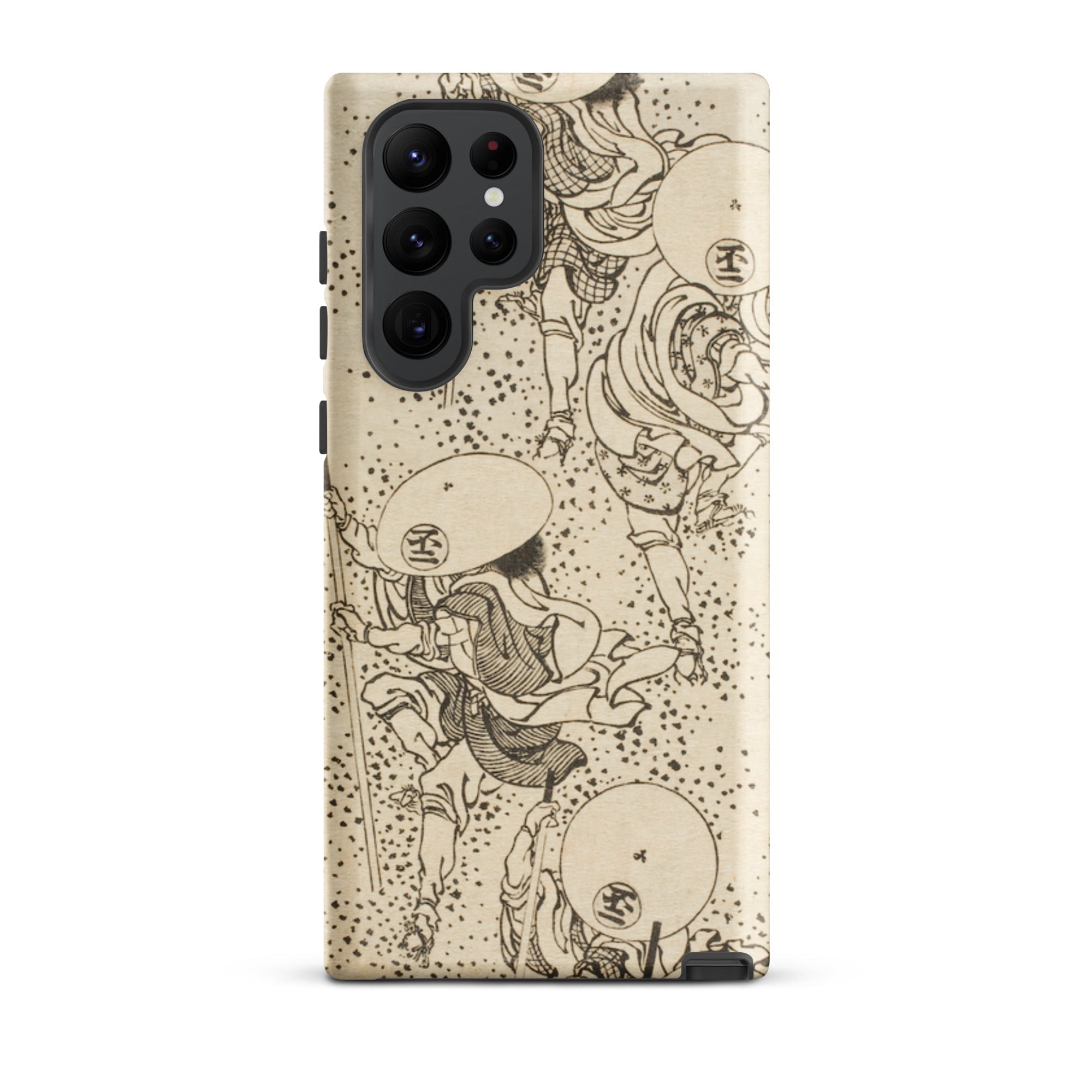 Samurai Katsushika Hokusai Samsung Case, Galaxy S22 Ultra / Matte, Phone Case Vintage Style Black and White Illustration Figures