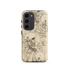 Samurai Katsushika Hokusai Samsung Case, Galaxy S23 / Matte, Smartphone Cream Colored Case Black Line Art Illustration Figures