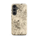 Samurai Katsushika Hokusai Samsung Case, Galaxy S24 Plus / Matte, Smartphone Case Beige Background Black Line Art Illustrations Japanese
