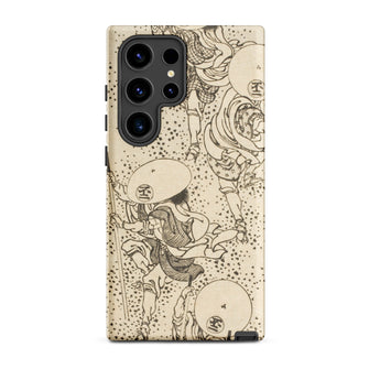 Samurai - Katsushika Hokusai Samsung Case, Galaxy S24 Ultra / Matte, Smartphone Case Black White Line Art Design Figures