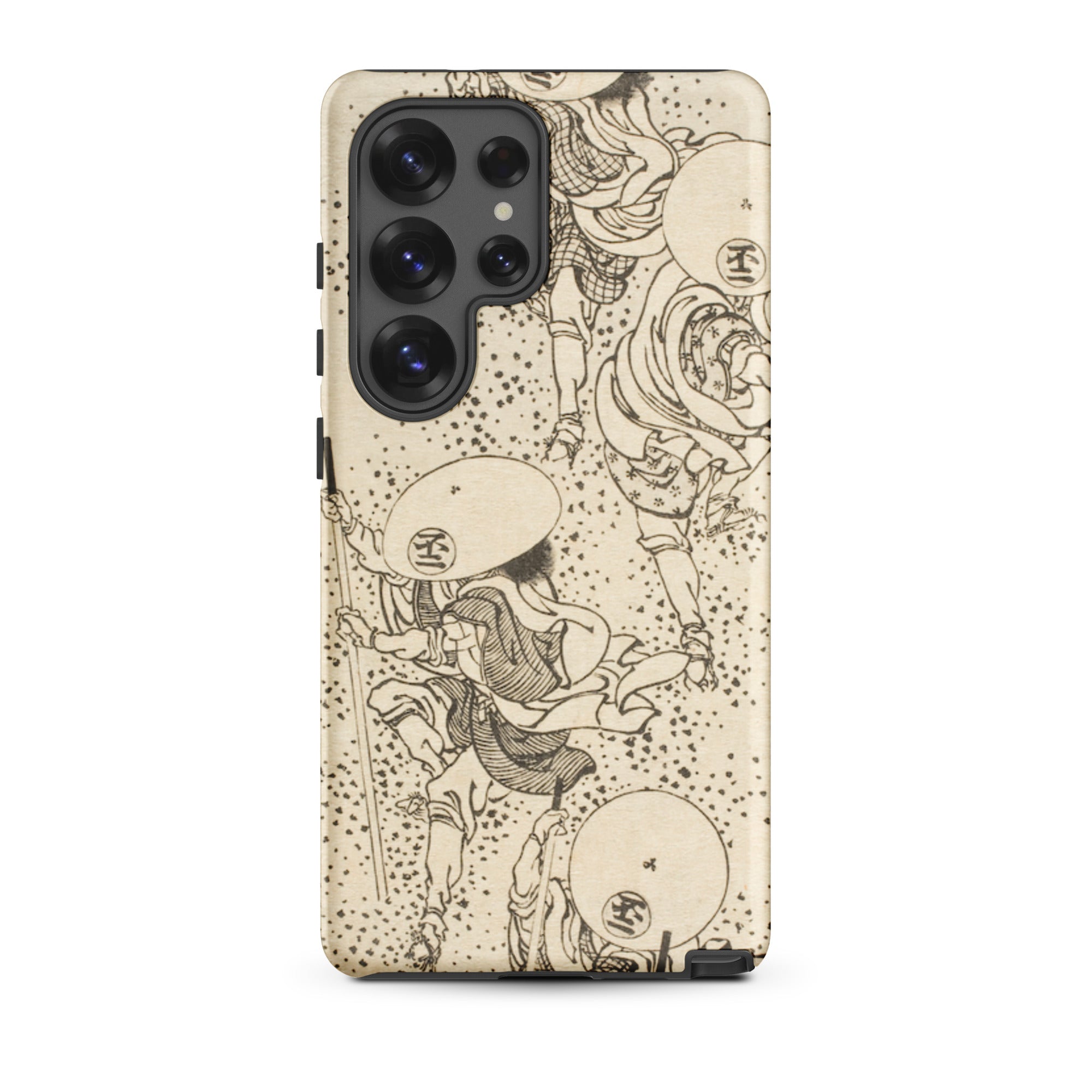 Samurai Katsushika Hokusai Samsung Case, Galaxy S25 Ultra / Matte, Smartphone Beige Case Black Line Art Design Figures