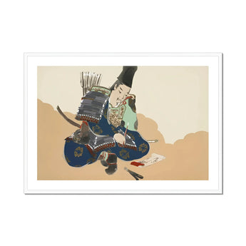 Samurai Scribe - Kamisaka Sekka Art Print, Framed Japanese Warrior Art