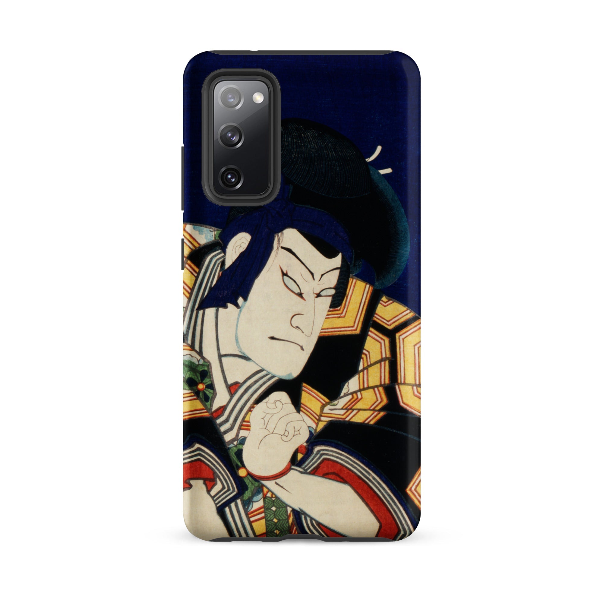 Samurai Toyohara Kunichika Actor Portrait Samsung Case, Galaxy S20 Fe / Matte, Dark Blue Phone Case Traditional Japanese Ukiyo e Style