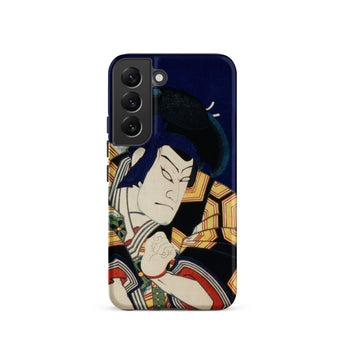 Samurai - Toyohara Kunichika Actor Portrait Samsung Case, Galaxy S22 / Matte, Dark Blue Phone Case Traditional Japanese Ukiyo-e Style