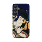 Samurai Toyohara Kunichika Actor Portrait Samsung Case, Galaxy S25 Plus / Matte, Dark Blue Smartphone Case Japanese Ukiyo e Print Kabuki