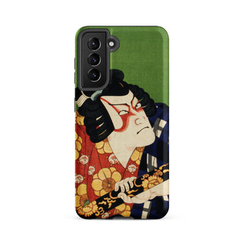 Samurai - Toyohara Kunichika Kabuki Samsung Case, Galaxy S21 Fe / Matte, Smartphone Case Traditional Japanese Ukiyo-e Style Illustration