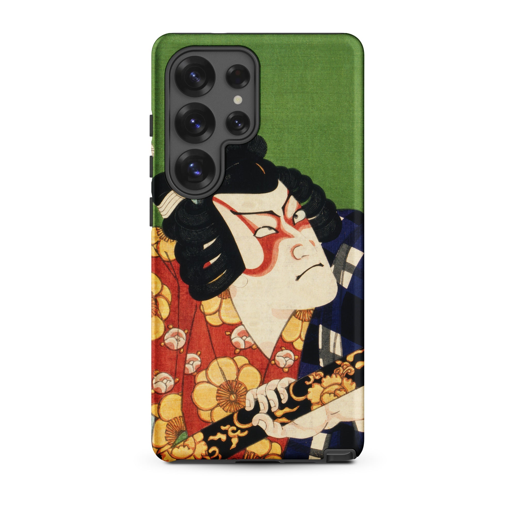 Samurai Toyohara Kunichika Kabuki Samsung Case, Galaxy S25 Ultra / Matte, Smartphone Case Traditional Japanese Kabuki Actor Design