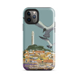 San Francisco Travel Poster Phone Case Iphone 11 Pro / Gloss Sleek Stylized Illustration Seagulls Flight Coastal Telegraph Hill Rises,