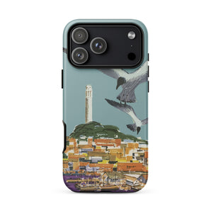 San Francisco Travel Poster Phone Case, Telegraph Hill Rises, Forest-shadow Beneath Coit, Art Deco Column
