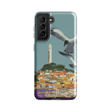 San Francisco Travel Poster Phone Case Samsung Galaxy S21 Fe / Gloss Smartphone Stylized Illustration Seagulls Flight Coastal Cityscape