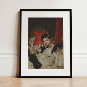 Santino - Queer Vampire King Art Print / Canvas, 12x16’’ / 31x41cm / Black Frame / Matboard, Posters Prints & Visual Artwork, Toby Leon