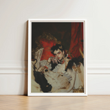 White-framed Portrait Print Person Ornate Gilded Attire Rich Queer Vampire King, Art