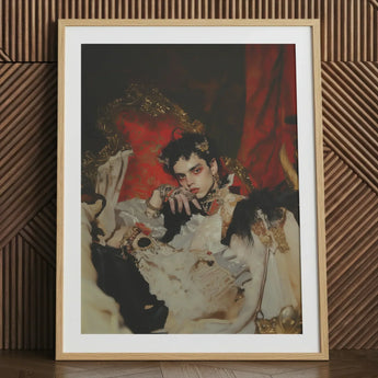 Santino - Queer Vampire King Art Print / Canvas Framed Portrait Person Ornate White Gold Attire Dark Queer Vampire King, King Art, Art Print