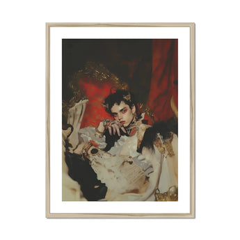 Santino - Queer Vampire King Art Print, Framed Artistic Portrait Dramatic Red Black Tones Baroque-style