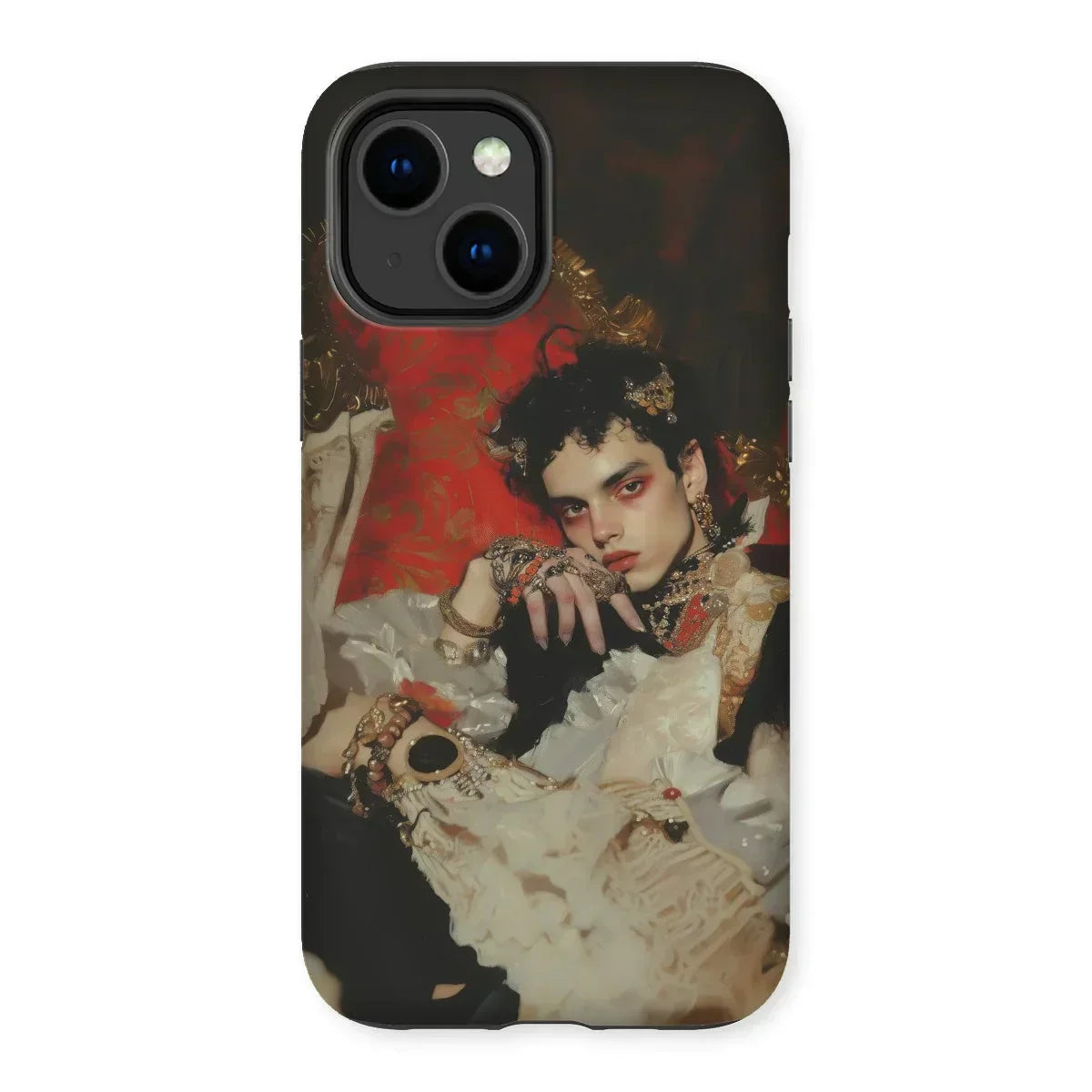 Santino - Queer Vampire King Iphone Case, 14 Plus / Matte, Phone Case Dramatic Portrait Person Ornate Vintage-style Clothing