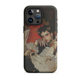 Santino - Queer Vampire King Phone Case Iphone 15 Pro Max / Matte Black Iphone Case Regal Portrait Queer Vampire King, Reign Etched,