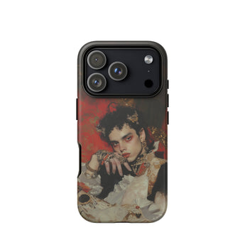 Santino - Queer Vampire King Phone Case Iphone 17 Pro / Matte Black White Floral Iphone 12 Case Vintage Design Queer Vampire King, Reign