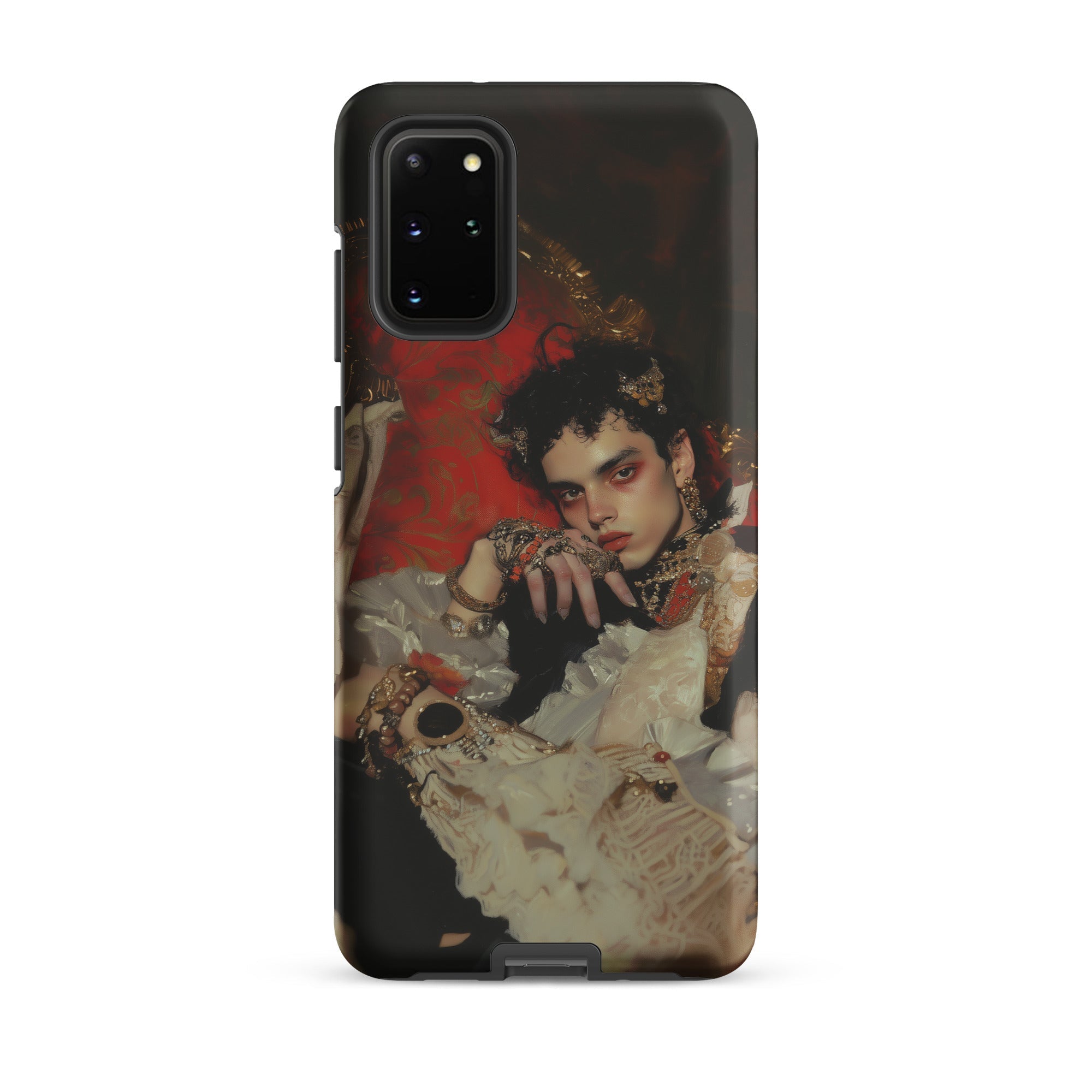 Santino Queer Vampire King Samsung Case, Galaxy S20 Plus / Matte, Black Smartphone Case Portrait Person Dark Hair Elaborate