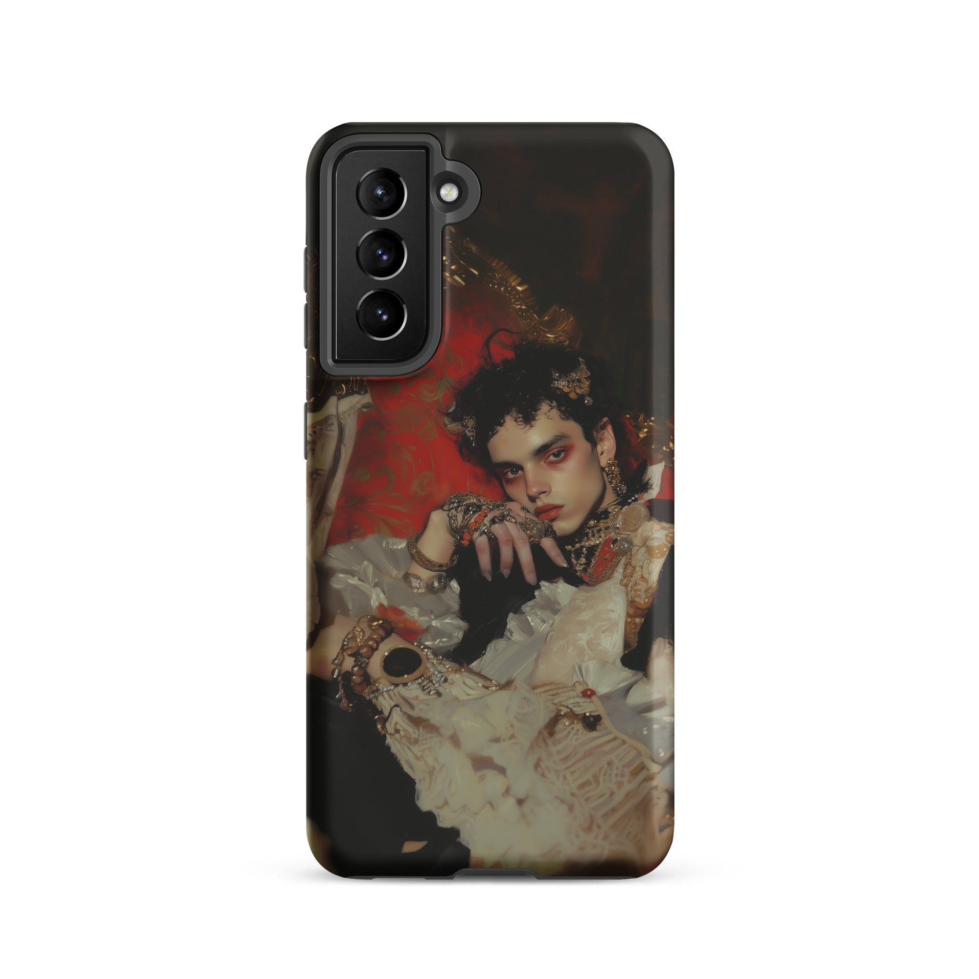 Santino Queer Vampire King Samsung Case, Galaxy S21 / Matte, Black Phone Case Vibrant Portrait Person Adorned Jewelry